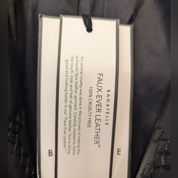 New Bagatelle Faux buttery soft patch black Leather belted Long Trench Coat Sz M - Picture 12 of 16